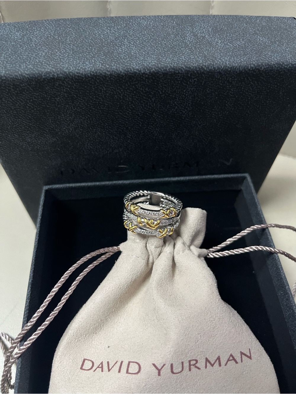David Yurman Two-Tone Cable Stack Ring with Gold Accents❤️❤️